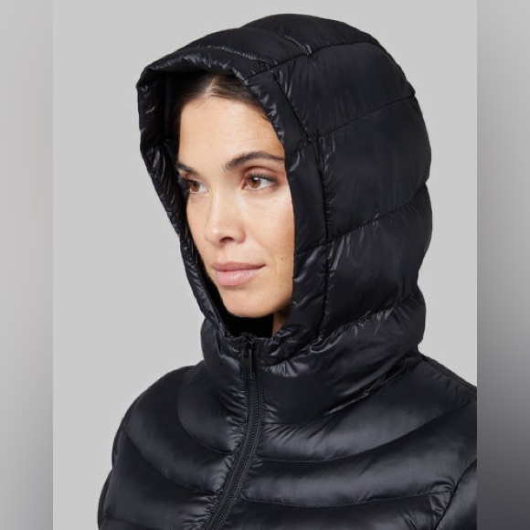 NWT 32 Degrees mid-length black hooded puffer jacket - Picture 3 of 8